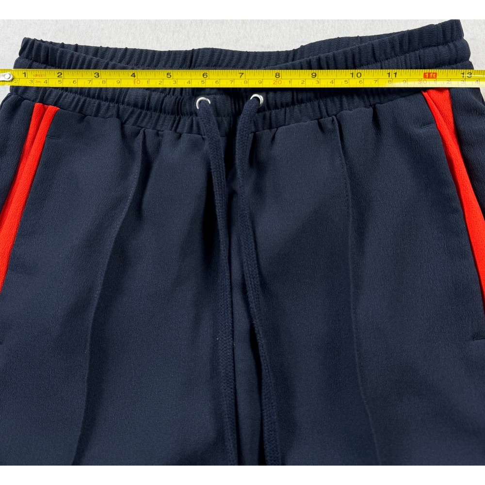 H&M Navy Blue Red Side Stripe Wide Leg Pants Trousers Sz 6 Drawstring Ankle Zip - Picture 5 of 8